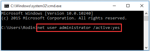 activate the administrator user account