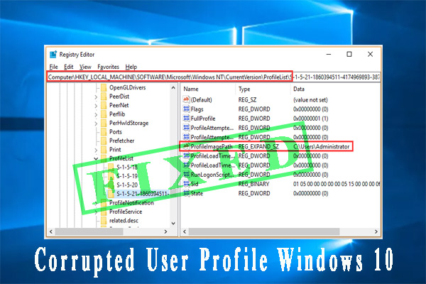fix a corrupted user profile Windows 10
