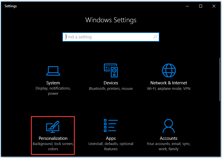 choose the Personalization option