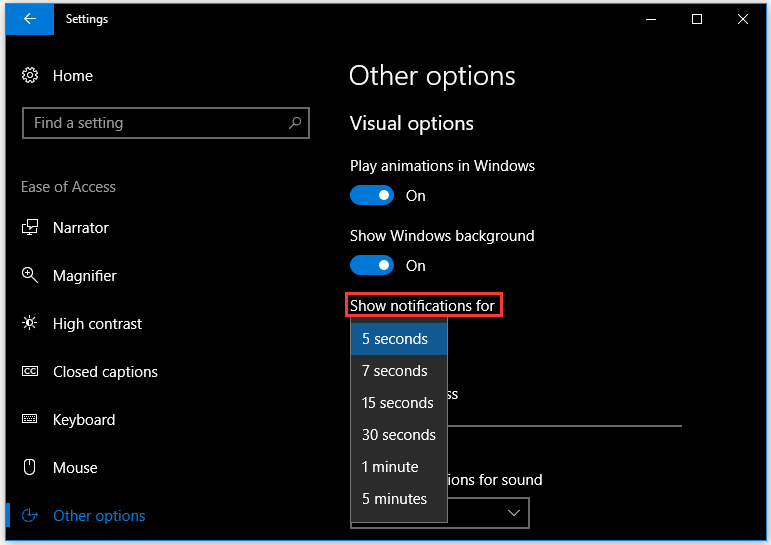 choose a new notification duration