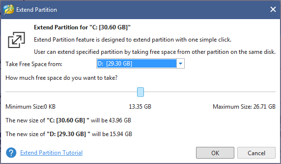 choose where to take free space