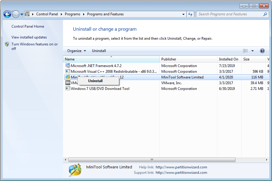 uninstall a program