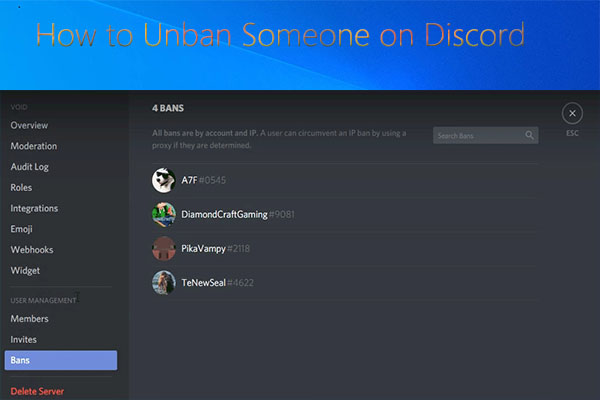 how to unban someone on Discord