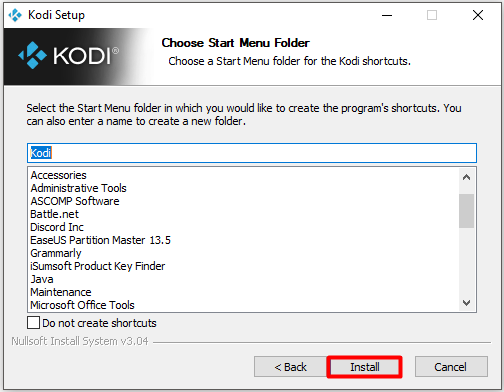 click Install