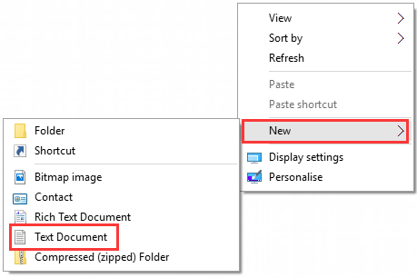 select New and Text Document
