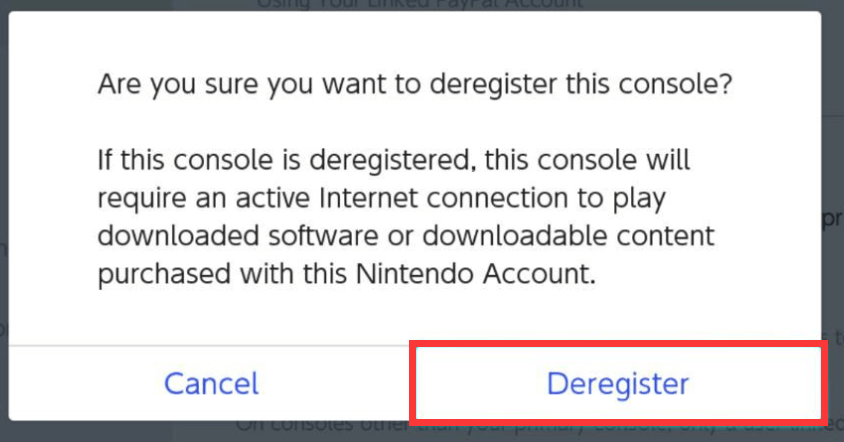 Deregister as the primary console
