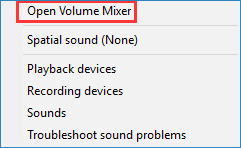 click Open Volime Mixer
