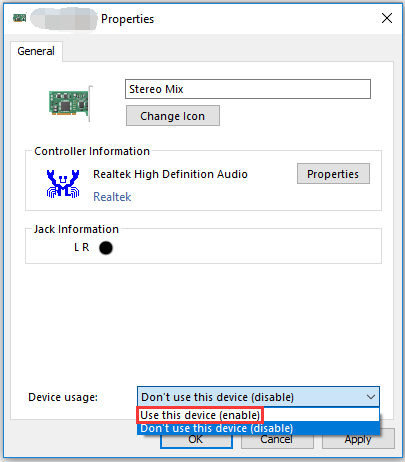 choose use this device (enable)