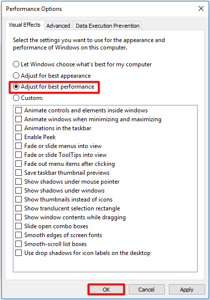 Adjust for best performance