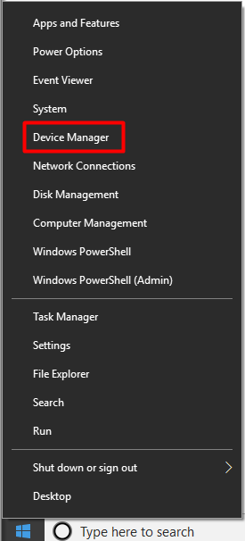 open Device Manager from the Start menu