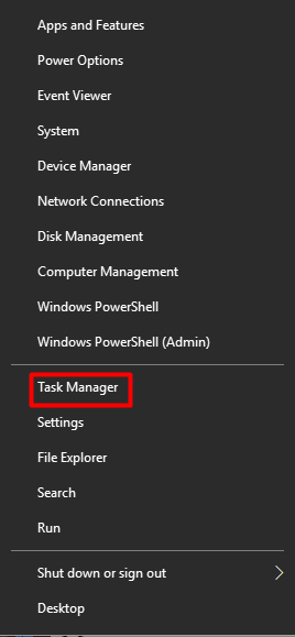 Open the Task Manager utility from the Start menu