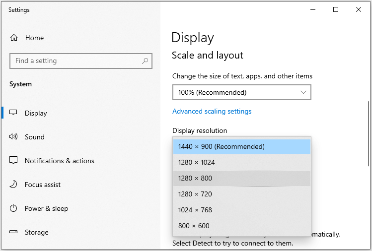 change resolution