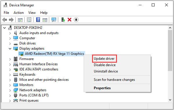 click Update driver