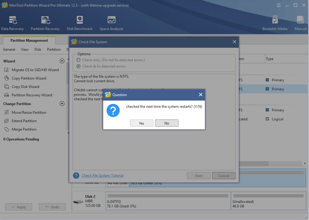 check and fix file system errors