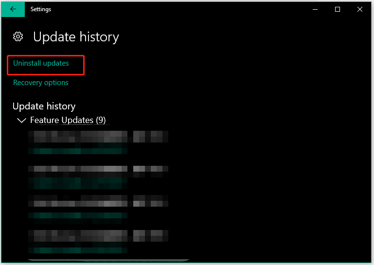 click Uninstall updates