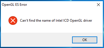 cant find the name of Intel ICD OpenGL driver