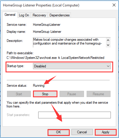 disable HomeGroup Listener