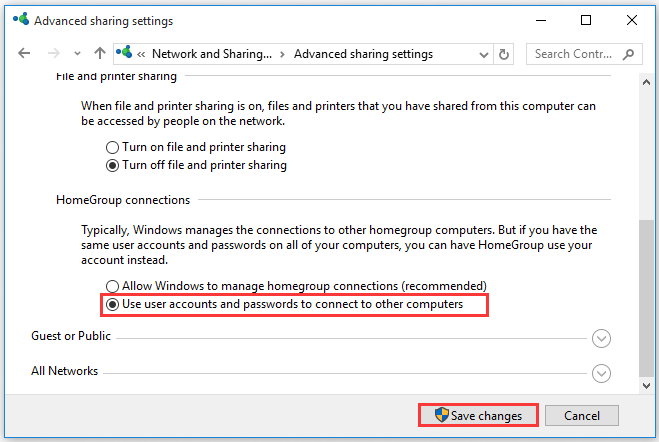 Use user accounts and passwords to connect to other computers