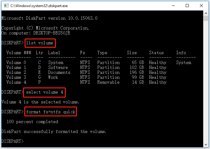 format with diskpart