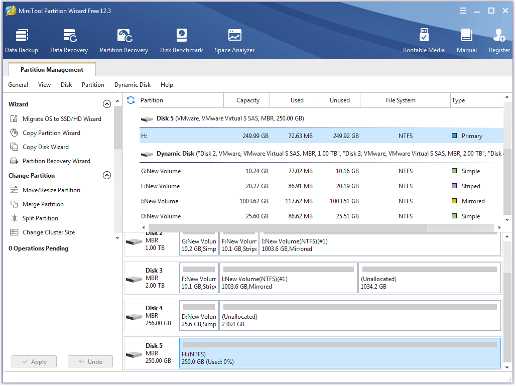 the interface of MiniTool Partition Wizard