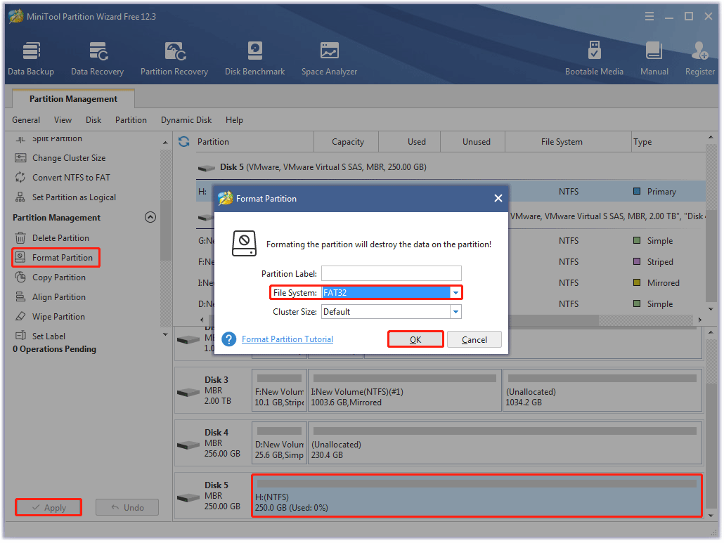format a partition using MiniTool Partition Wizard