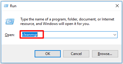 open disk cleanup from run window