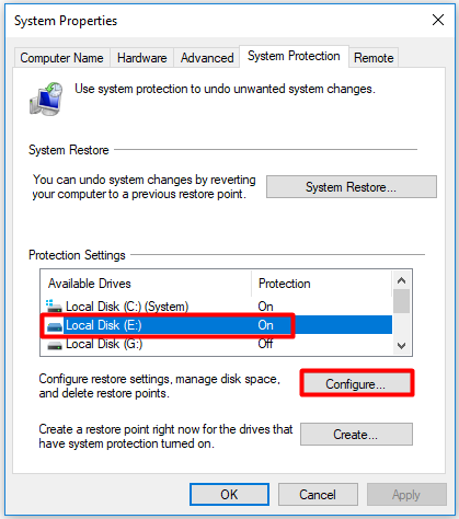 click Configure