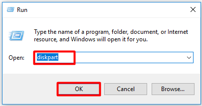 open diskpart from run window