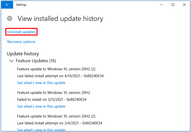 Uninstall updates