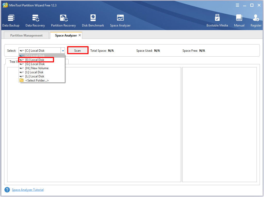 choose E drive and click Scan