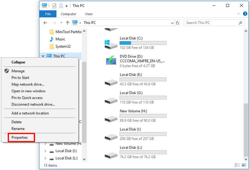 open this PC’s Properties