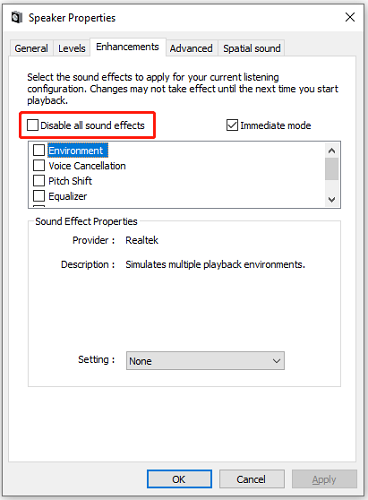 enable sound effects