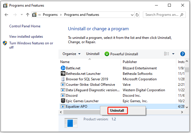 uninstall Equalizer APO