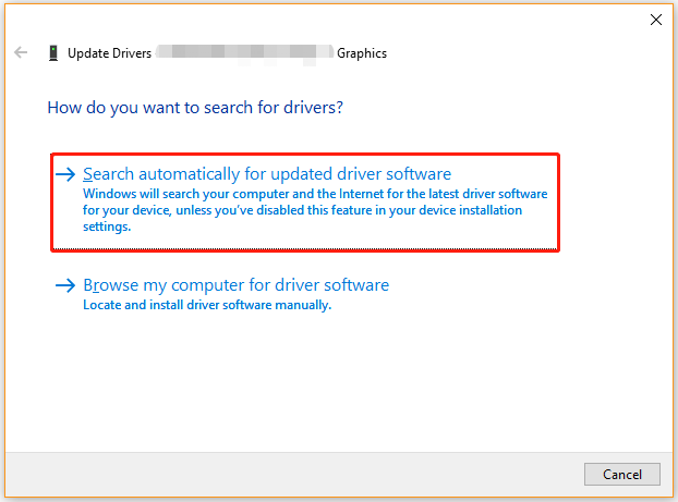 Search automatically for updated driver software