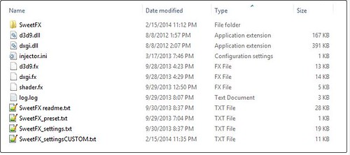 delete all SweetFX files