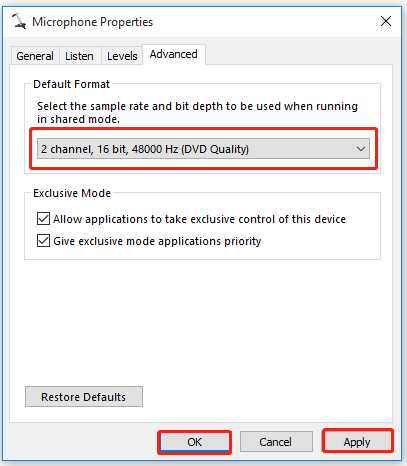 change the microphone sample rate