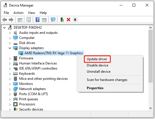 click Update driver