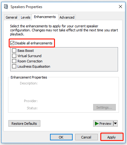 disable all enhancements