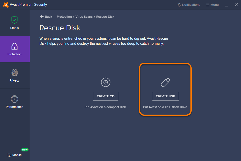 Avast rescue disk