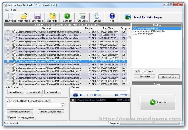 Fast Duplicate File Finder detects