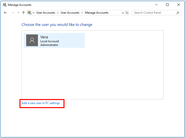 change to administrator windows 10 Add a new user in PC settings