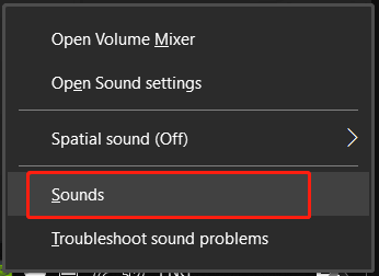 select Sounds from the taskbar
