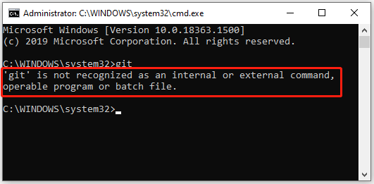 cmd 'git' is not recognized as an internal or external command