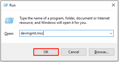 Open Device Manager from the Run utility