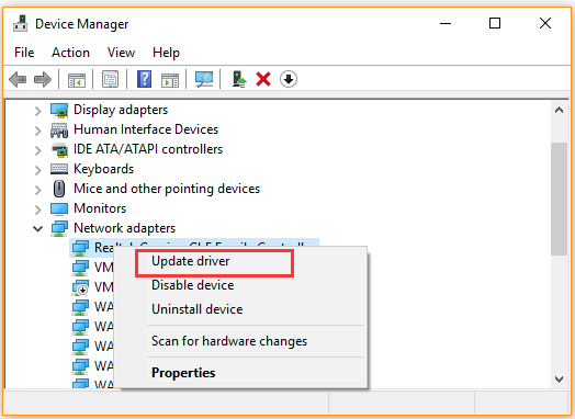 update network adapter driver