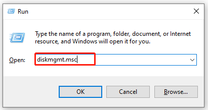 open disk management from the Run dialog box