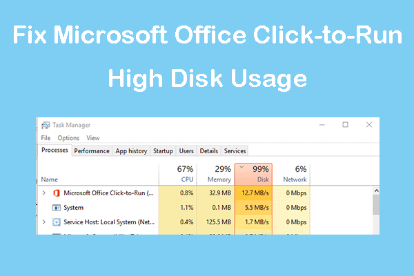 office click to run high disk usage thumbnail