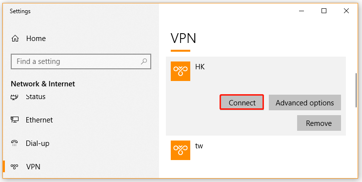 connect to a VPN on Windows 10