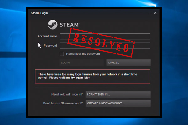 Steam there have been too many login failures