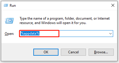 open AppData folder via the Run dialog box